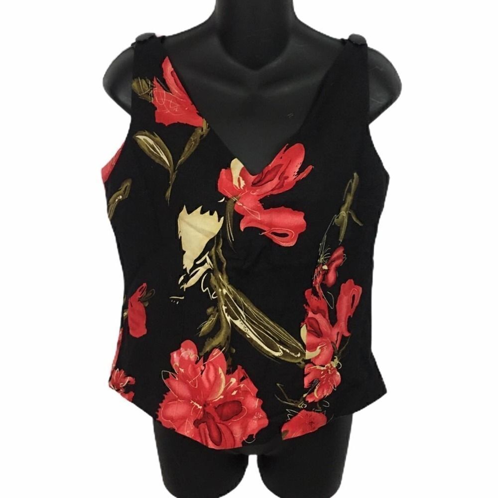 Vintage 1990’s Herman Geist black floral zip top 8